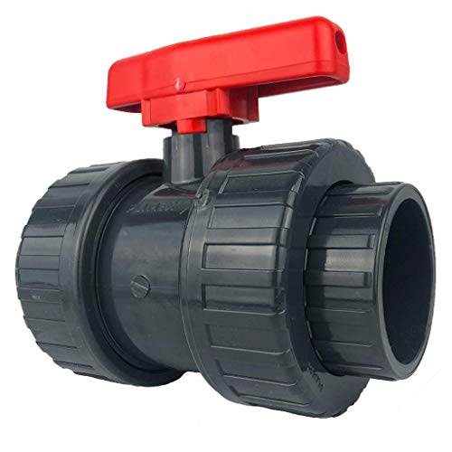 well2wellness® Válvula de bola de PVC con cubierta de doble cara, mango rojo de 50 mm Cover