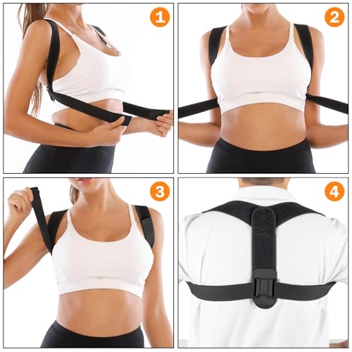 Posture Corrector for Women and Men, Adjustable and Breathable Upper Back Brace for Posture, Providing Pain Relief from Back, Neck, Shoulder and Clavicle, Black(Medium) - Image 5