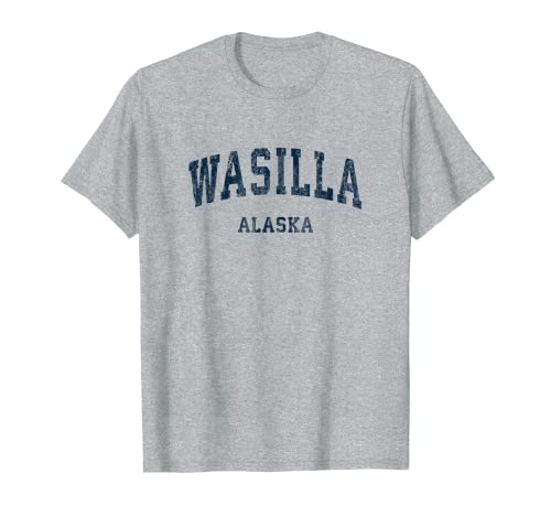 Wasilla Alaska AK Vintage Varsity Sports Bleu marine T-Shirt