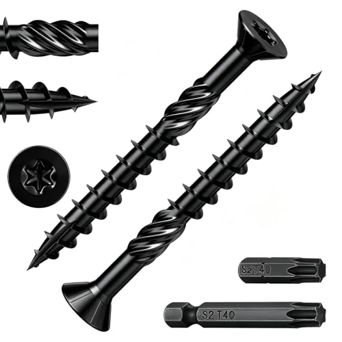 Wensilon 5/16 * 3" Black Deck Screws 126pcs 5lbs 8x75mm Lag Screws