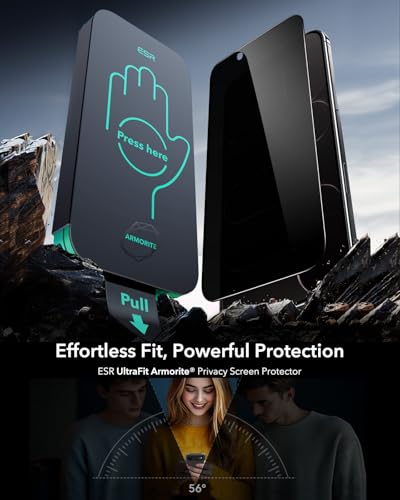 Image of ESR 3 Pack 9H+ Glass for iPhone Air Privacy Screen Protector, [Military Grade Shatterproof & Highly Durable] Armorite Anti-spy Tempered Glass for iPhone 17 Air with UltraFit Tray