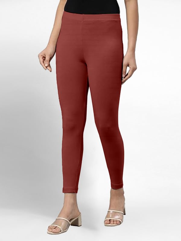 Image of TRENDMALLS Women's Super Combed Cotton Elastane Stretch Ankle Length Leggings with Ultrasoft Waistband