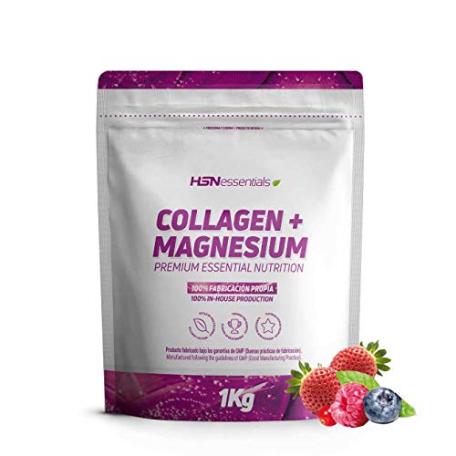 Colágeno Hidrolizado con Magnesio de HSN | Origen Bovino | Con Vitamina C | Belleza Natural de Piel, Cabello y Uñas | Sin Lactosa, Sabor Frutos Rojos, En Polvo, 1 Kg