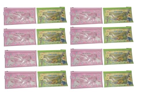 Image of Crackles Birthday Return Gifts Cartoon Stationery Set for Kids Contatining A Ruler, two Pencils, Sharpener, Erasera and a mini note pad in pouch - Pack of 6