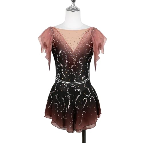 Vestido Infantil De Manga Curta Para Patinação No Gelo, Strass Brilhante, Collant Para Adultos, Malh