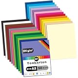 perfect ideaz - Tonkarton DIN-A2-50 Blatt Bastelkarton - 180 g/m² in 25 verschiedenen Farben je 2 Blatt - Blauer E ...