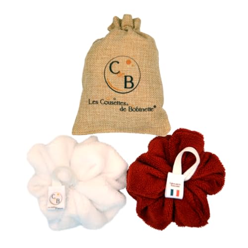 Lot de 2 fleurs de douche éponge de bain éponge pour le corps extra douce bambou durable (Blanc Rouge)