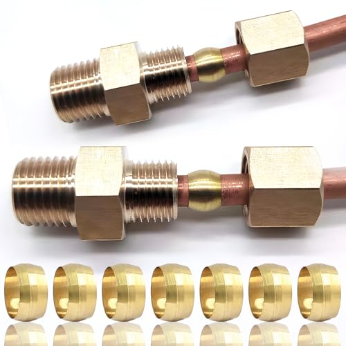 Bonsicoky 30 Pcs Brass Compression Fitting Ferrule Sleeve, 1/2" Tube OD Brass Compression Tube Fitting
