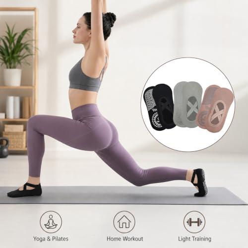 KEYRI 3 Paires Yoga Antiderapant Chaussettes pour Les Femmes Filles – vue 9