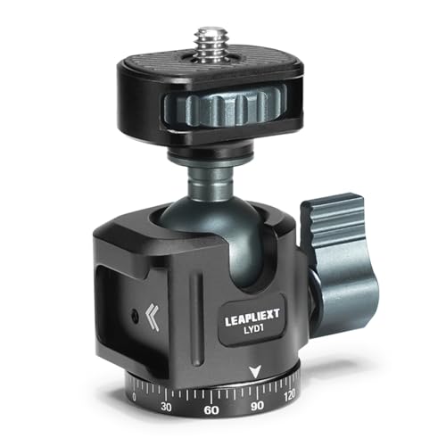 Image of LEAPLIEXT Tripod Metal Ball Head, 360° Panoramic Rotating Base Adapter ，with 1/4-inch Screw and Cold Shoe, Compatible with Cameras, Smartphone/iPad Mounts, Maximum Load 2.5kg/5.5 lbs.
