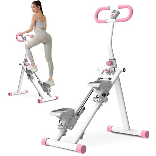 Máquina escaladora vertical plegable con manubrio ajustable, pantalla LCD para entrenamiento cardiovascular en casa de cuerpo completo