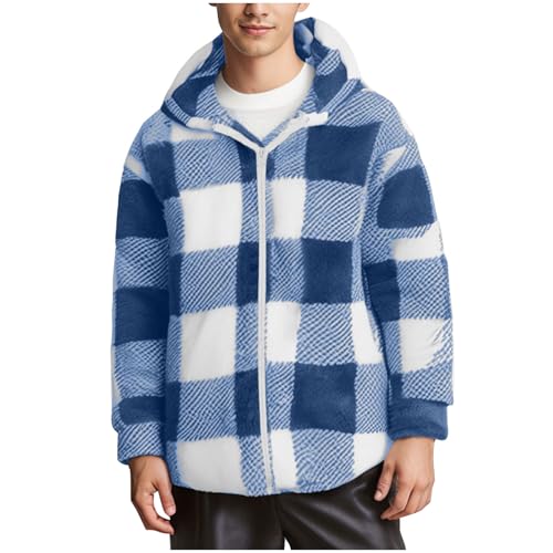 Muscularfit Flannel Shirt for Men Big and Tall Long Sleeve Full Zip Plaid Hooded Sweatshirts Causal Fall Winter Shacket Coats2