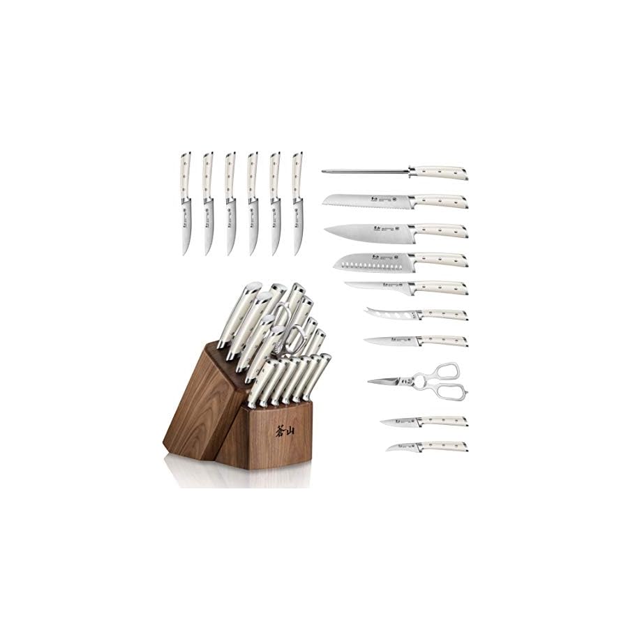 Cangshan S1 Series 1022599 German Steel Forged 17-Piece Knife Block Set, Walnut