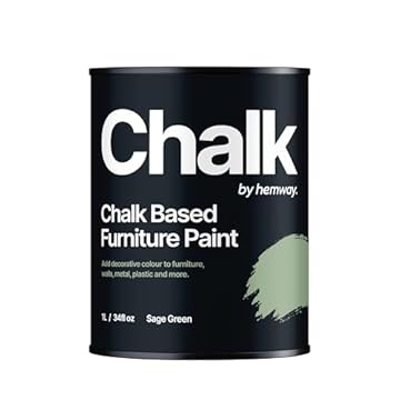 Hemway - Chalk Based Furniture Paint - Sage Green 1 L | Chalky Matt Shabby Chic Finish for Interior & Exterior Home Decor | Quick Dry & All-in-one