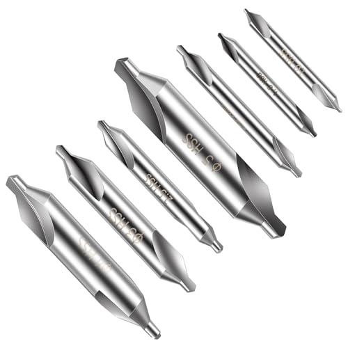 7 Pcs Center Drill Bit Set, M2 High Speed Steel Center Drill 60-Degree Angle Countersink Drills for Lathe & CNC, Precision Centering Tools for Metalworking (Sizes 1.0, 1.5, 2.0, 2.5, 3.0, 4.0, 5.0)
