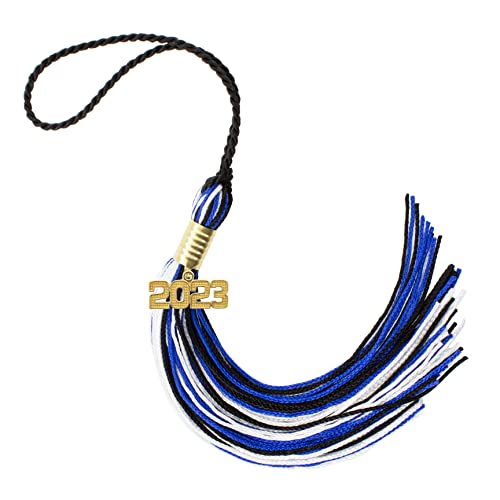 Tassel Depot 2023 Black/Royal/White Graduation Tassel - Every School Color Available - Made in USA