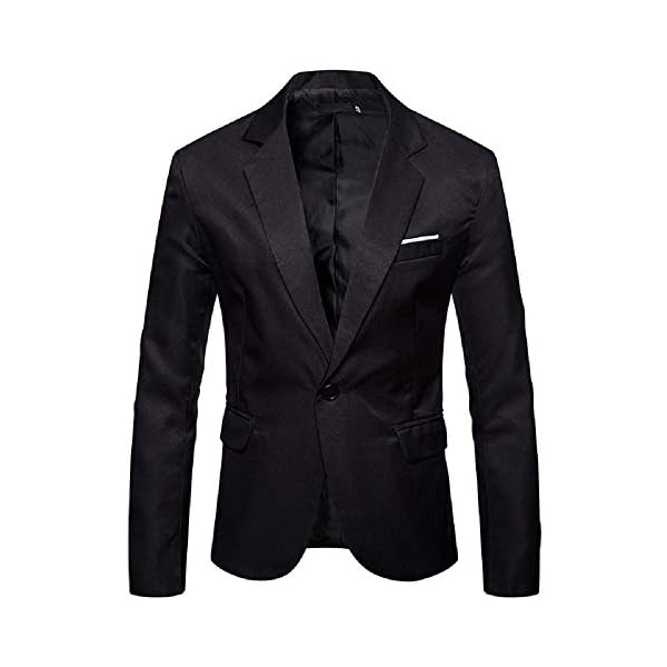 Men's Blazer Lightweight Casual Solid One Button Slim Fit Sport Coat, 1-black, Large - Image 4