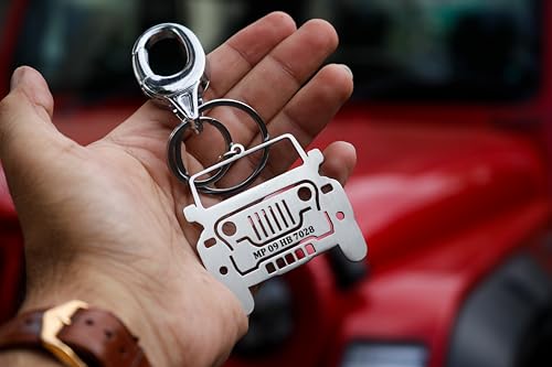 Image of Personalized Stainless Steel Keychain for Men | Custom Engraved Number Plate Key Ring | Metal Keychain for Car Lovers | Personalized Gift for Husband, Boyfriend & Auto Enthusiasts