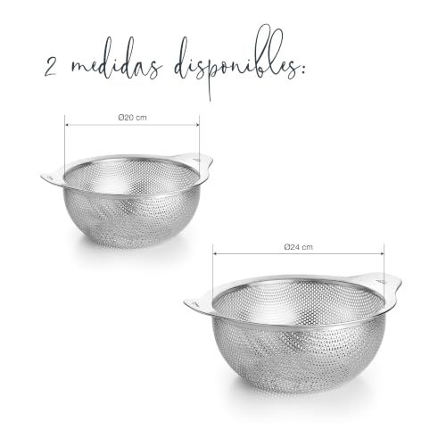 Miniatura 6 de Lacor - 62736 - Escurridor De Acero Inoxidable 18 10 Ø26 Cm Con Asas, Multifunción Para Escurrir, Colar Y Tamizar, Ideal Para Verduras, Pasta Y Arroz, 100 Apilable Y Apto Para Lavavajillas