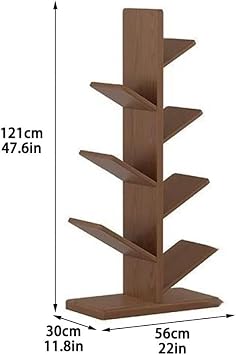 Solid Wood Tree Bookshelf, 8-Tier Floor Standing Bookcase(Brown)