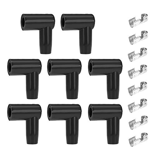 Anxingo 8 Set HEI Style Spark Plug Boot Terminal Kit Distributor Ignition Boot 90 Degree Connector Spark Plug Ignition Wire