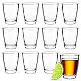 AOOTE Vasos de Chupito, 12 Piezas Vasos de Chupito de Base Pesada Transparente, 3cl Vasitos de Chupitos Vidrio, Juego de vasos de chupito de whisky para Tequila, Vodka, Ginebra, Licor