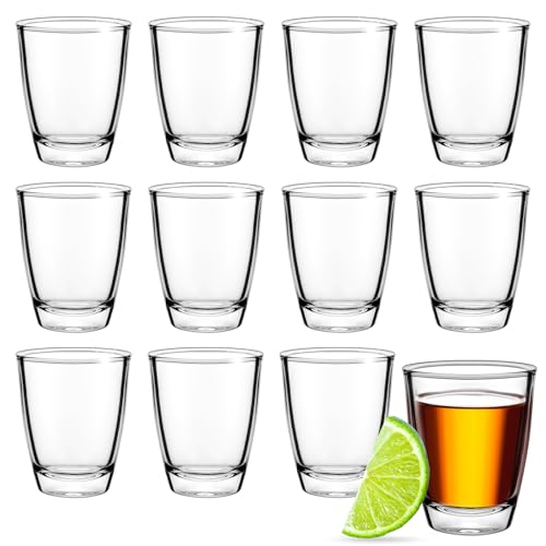 AOOTE Schnapsgläser Glas,12 Stück Schnapsgläser Set, 30ml Dickem Boden Shotgläser aus Glas, Spülmaschinenfest,Kleines Schnapsglas für Party Festival Liköre Tequila Ouzo Vodka