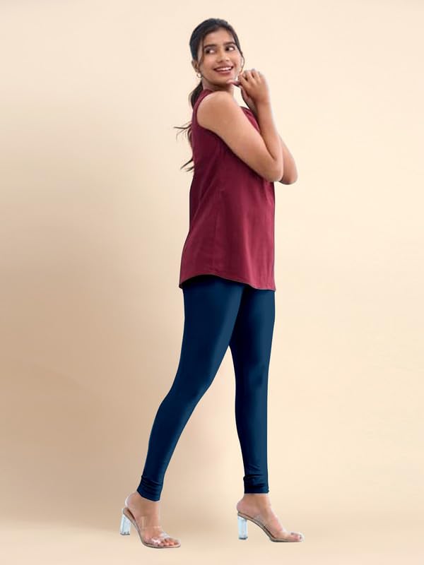 Image of TRENDMALLS Women's Microfiber Elastane Stretch Soft Churidar Length Leggings with Ultrasoft Waistband
