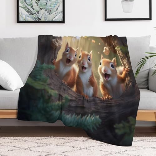 Couverture Écureuil Douillette pour Soirée Cocooning Canapé Lit - 3