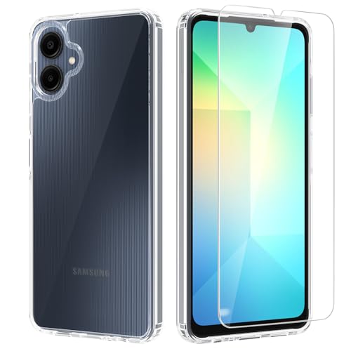 Namenand Cover per Samsung Galaxy A06 4G Custodia con 1 vetro temperato protezione schermo,Antiurto Sottile Morbida in Silicone TPU Protettiva Case per Samsung Galaxy A06 4G (6.7") - Trasparente