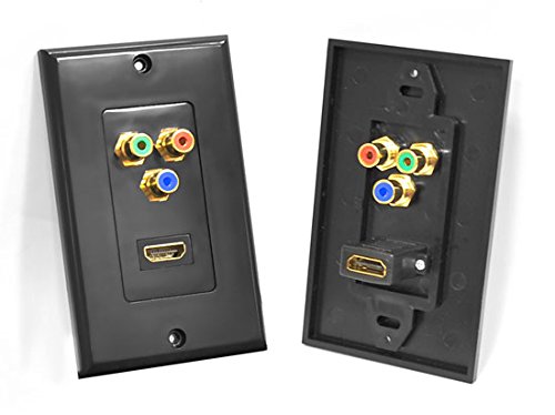 Placa de pared combinada HDMI 3 RGB RCA Pyle Home PHDMRBC3 negro pasacables empotrable 2