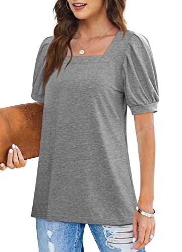 Womens Summer Tops And Blouses Spring Basic Clothes Casual Tee Shirts Grey 2Xl #TOP3