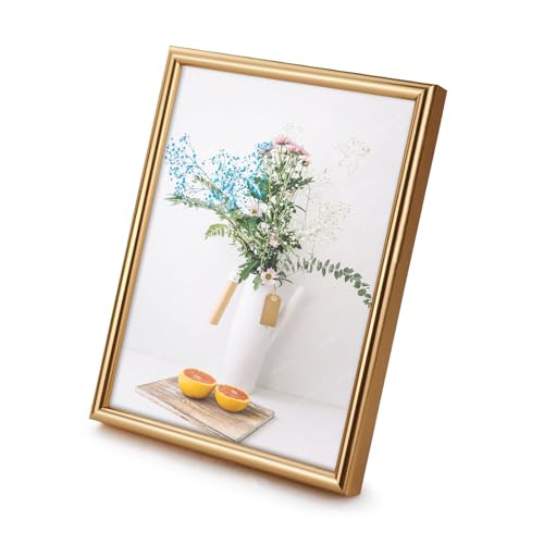 Andiker Cornice portafoto da 8 x 6 pollici, robusta cornice in lega di alluminio con passepartout e decorazione da tavolo trasparente per compleanno, matrimonio e festa