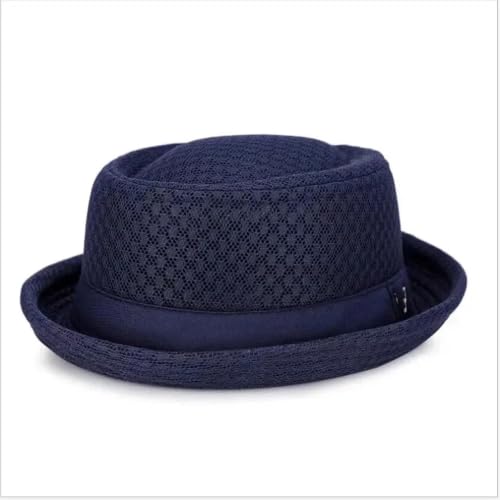 Chapeau rétro jazz en paille plate et maille anglaise respirante de haute manufacture - 7
