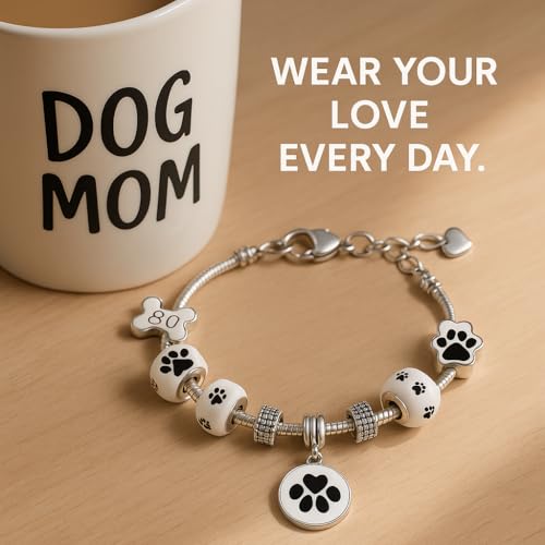 Infinity Collection Dog Paw Print Charm Bracelet – Silver Pet Lover Jewelry with Paw Beads & Bone Charms – Gift for Dog Moms, Pet Owners, Animal Lovers, and Rescue Volunteers2