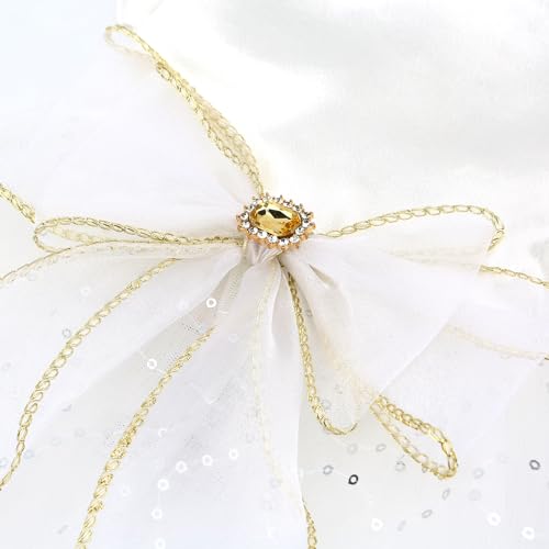 Zunea Vestidos de casamento para cães pequenos, meninas, luxuosos, rendas, princesas, tutu, com laço