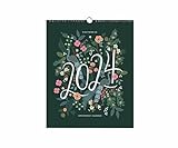 RIFLE PAPER CO. 2024 Peacock Appointment Calendar - 12 Month Dated Calendar, Space for Daily Engagement and Monthly Notes, 15/'' L x 12/'' W, Double Spiral with Center Notch Easy Hanging, RP-CAL082