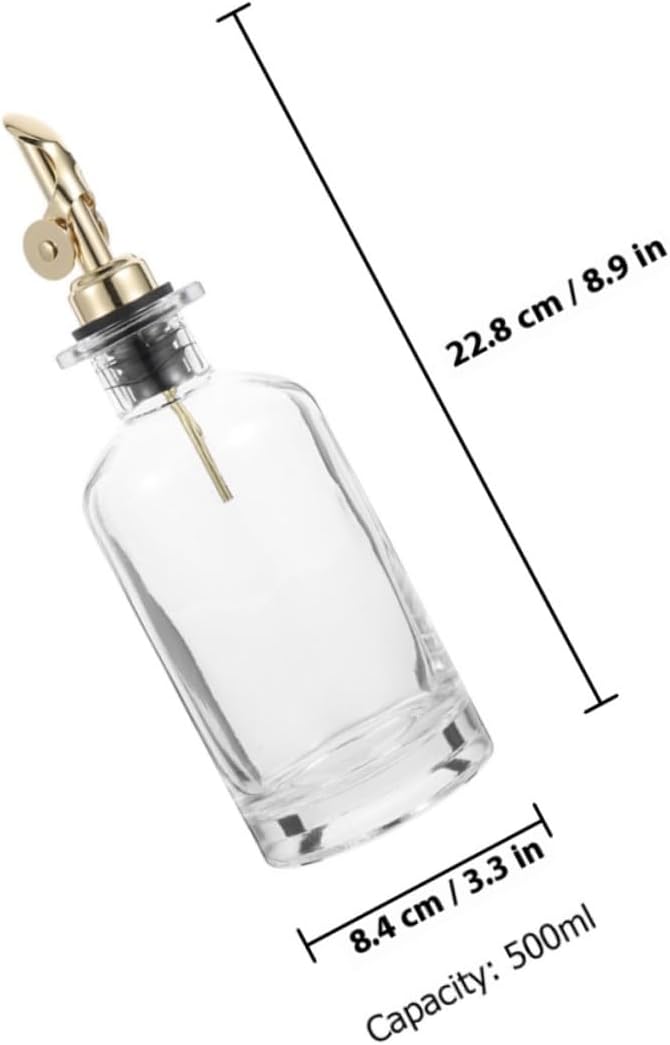 Automatic Open-close Oil Dispenser Bottle Set 2×500ml Glass Kitchen Oil Jar with Drip-free Spout for Soy Sauce and Vinegar Control, Suitable for Cooking and Dining