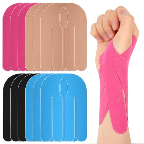 12 Stück Kinesiotapes Vorgeschnitten für Handgelenk, Handgelenk Tape Wasserfestes & Elastisches Physio Tape Atmungsaktiv Hautfreundlich für Wrist Muskel Unterstützung