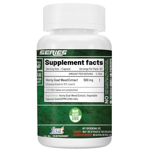 Image of NutriJa Horny Goat Weed Extract 500mg - 60 Veg Capsules | Standardized to 10% Icariin | Supports Natural Vitality, Strength & Stamina | High Potency Herbal Supplement