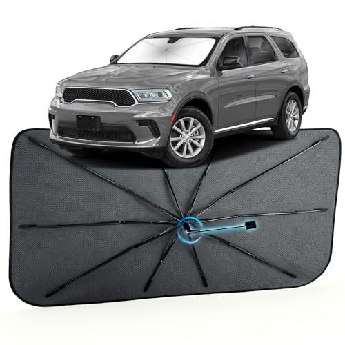 Image of Car Windshield Sun Shade for Dodge Durango 2011-2026 -[Reflective Coated Fabric] Sunshade Umbrella for Front Window, Car Shades Sun Visor Keep Car Cool and Protects Interior, 1:1 Exact Fit