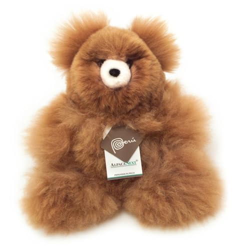 AlpacaNext Soft and Cuddly Baby Alpaca Teddy Bear - 9 inch. Premium Alpaca Stuffed Animal Handmade on Genuine Alpaka Fur. Cute Bear (9 inches, Brown)