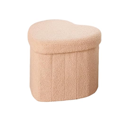 XTECH Storage Ottoman Cube, Foot Rest for Couch, Heart Shaped Ottomans with Storage Foot Stool Footrest for Lving Room, Ottoman Seat for Dorm Room, Ottoman Foot Rest (Camel)