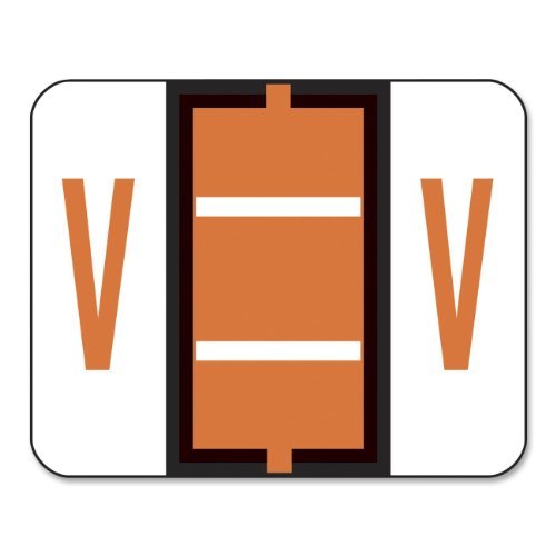 Smead BCCR Bar-Style Color-Coded Alphabetic Label, V, Label Roll, Dark Orange, 500 labels per Roll, (67092) by Smead