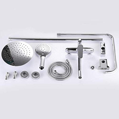 Mitigeur de douche en cuivre argenté avec ensemble de douche réglable 3 modes de jet