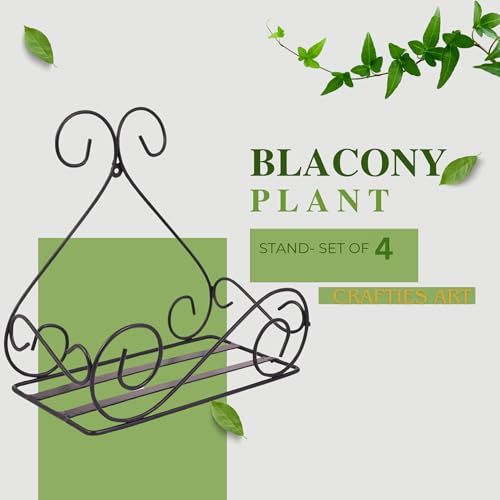 Image of Wall Mounted Metal Plant Stand - Iron Flower Pot Holder Shelf for Balcony, Garden & Indoor Decor - Pack of 2 (27x27x14 cm) (pack of 4)