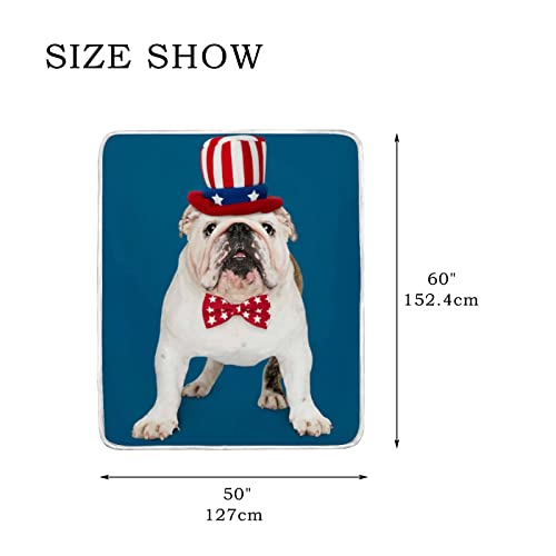 Usa Flag Bulldog Throw Blanket For Sofa Couch, Soft Cozy Warm Bed Blankets Gift For Kids Adults Girl Boys 50 X 60 In #TOP5