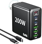 200W USB C Charger Block, GaN Super Fast Charger Type C iPhone 17 16 Fast Charging 6 Port Foldable PD Charging Station for All iPhone/Android Phone Samsung Galaxy S25/S24/MacBook iPad
