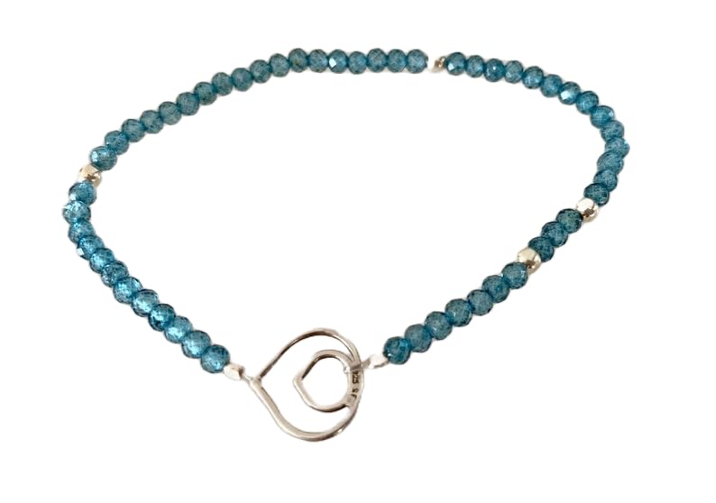Bracelet topaze bleue 3mm LKBEADS en argent 925, idée cadeau bijoux anniversaire