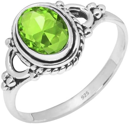 Anillos de piedras preciosas naturales - Anillo de plata de ley 925 para mujeres y niñas, regalo de Navidad